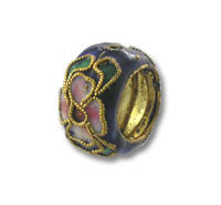 Royal Blue Cloisonne Flower Spacer Bead