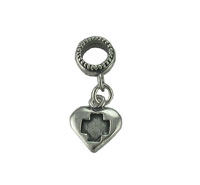Spacer Bead with Heart and Cross