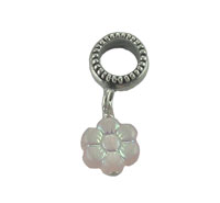 Spacer Bead with Pink Daisy