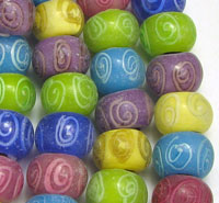 Multi Color Spiral Design Lampwork Glass Beads