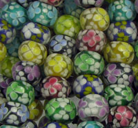 Multi Color Flower Design Lampwork Glass Beads