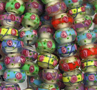 Multi Color Flower Design Lampwork Glass Beads
