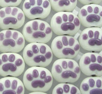 Purple Paw Glass Beads