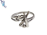 I Love Baseball or Softball Adjustable Ring