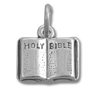Sterling Silver Open Shiny Holy Bible Charm