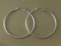 Silver 41mm 2mm Hoop Earrings