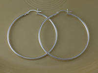 Silver 52mm 2mm Hoop Earrings