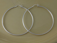 Silver 62mm 2mm Hoop Earrings