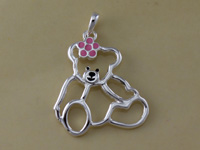 Cut out Bear with Pink Daisy Charm