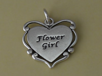 Filigree Flower Girl Heart Charm
