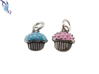 Pink Enamel Cupcake Charm