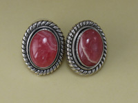 Silver Rhodochrosite Post Earrings