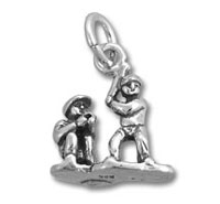 Sterling Silver Baseball/Softball Batter and Catcher Charm