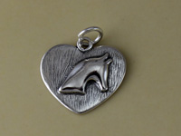 Silver Horse Head Heart Charm