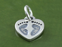 Tiny Baby Feet Heart Charm