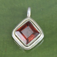 6mm Square Garnet Charm