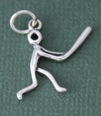 Silver Baseball Player Charm
