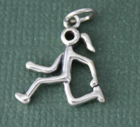 Silver Running Girl Charm