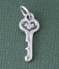 Sterling Silver Heart Key Charm