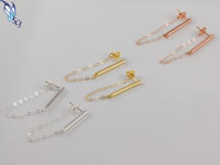 dangle bar stud earrings, dangle, dangle bar, stud earrings, rose gold plated, gold plated, sterling silver