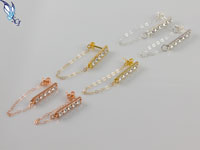 CZ Dangle Bar Earrings, cz, dangle bar, sterling silver, rose gold plated, gold plated, chain