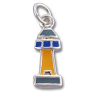 Sterling Silver Enamel Lighthouse  Charm