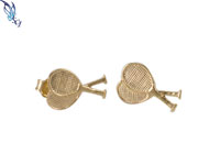 Large Gold Filled Tennis Racquet Post Earrings