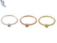 Round CZ with Bead Band Ring