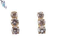 Three CZ Gold Filled Post Earrings