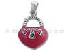 Red Heart Purse with Cubic Zirconia Ball
