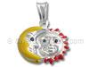 Sterling Silver Enamel Puffed Sun and Moon Charm