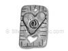 Silver Heart Spiral Rectangle Charm