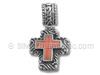 Silver Pink Coral Cross Pendant