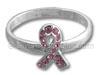 Awareness Ribbon Ring with Pink Cz