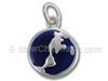 Sterling Silver Enamel 2 Sided Blue Globe Charm