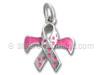 Pink Awareness Ribbon Charm with Wings