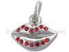 Silver Lips with Red Cubic Zirconia Stones