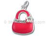 Pink Enamel Purse with Clear Cubic Zirconia