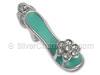 Silver Enamel High Heel with Cubic Zirconia Flower