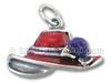 Enamel Red Hat Charm with Purple Ribbon