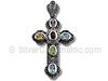 Multi CZ Marcasite Cross Pendant