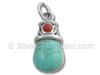 Turquoise, Red Coral Drop Charm