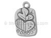 Silver Leaf on Delicate Heart Charm