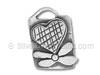 Silver Daisy Flower Heart Tag Charm