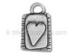 Silver Rectangular Heart Tag Charm