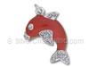 Red Dolphin with Clear CZ Stone