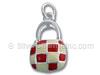 Red and White Enamel Checker Purse