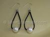 Leather Pearl Dangle Earrings