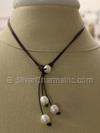 Leather Pearl Lariat Necklace