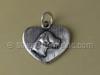 Silver Dog Head Heart Charm
